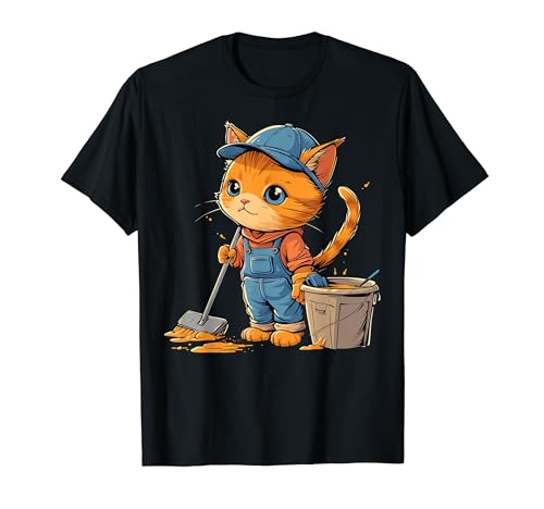 Limpiador Funny Cat Janitor Camiseta