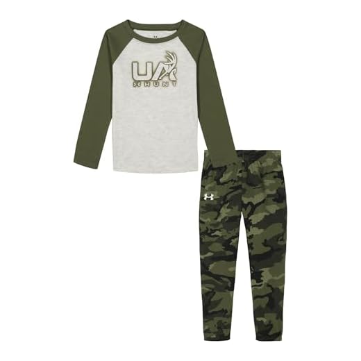 Under Armour Boys' 2-Piece Long Sleeve Tee and Pants, Outdoor Collection, Summit White Hunt, 7