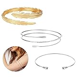 armreif oberarm braut ★Einstellbare Größe: 3 Teile der minimalistischen Oberarm-Armreifen in 3 Ausführungen. Jedes Modell verfügt über 1 Teil, genug für die Erfüllung Ihrer unterschiedlichen Bedürfnisse. Die Größe ist einfach einzustellen, was sicherstellt, dass es für die meisten Menschen geeignet ist.