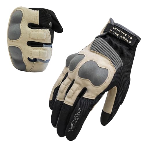 VXW Motorcycle Gloves for Men - with Palm Sliders & Full Finger Touchscreen Design, High-Speed...