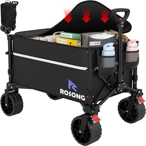 ROSONG Collapsible Wagon Cart with Wheels Foldable - Folding Util...