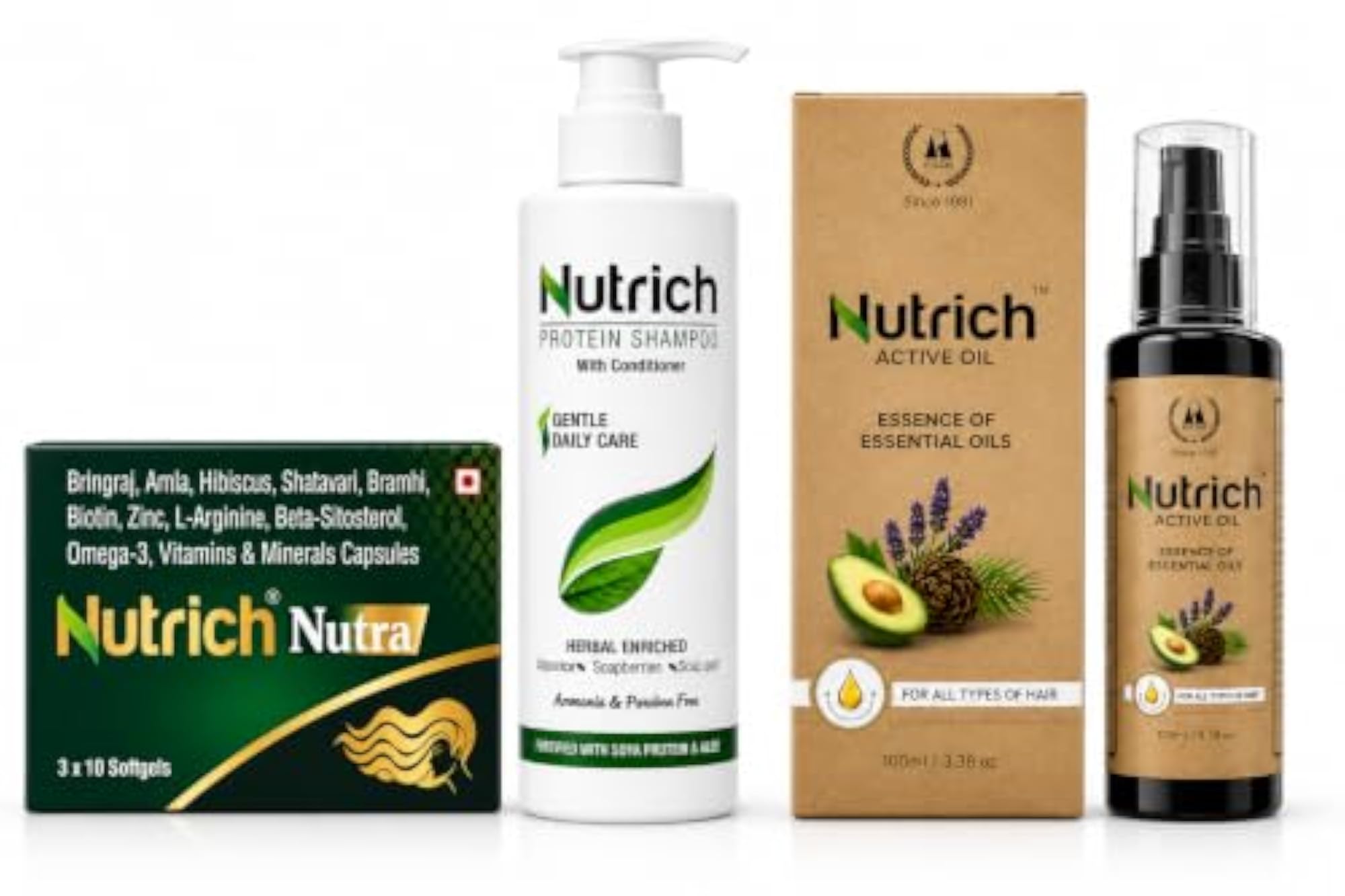 Nutrich Hairfall Control Kit, Shampoo & Active Hair Oil