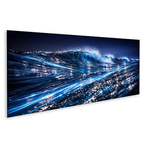 Image sur toile panorama mer phosphorescente la nuit pour décoration murale d'ambiance