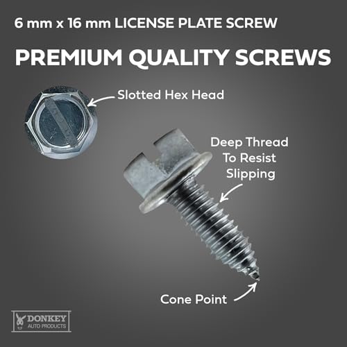 License Plate Screws - Slotted Hex Head - Metric - 6mm x 16mm - For Vehicles (100 per Pack) - Thumbnail 4