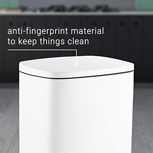 Happimess Hpm1006C Connor Rectangular Trash Can With Soft-Close Lid And Free Mini Trash Can, Modern Fingerprint Proof For Home, Kitchen, Office, Large:12.98 Gallon Small:1.3 Gallon, White #TOP4