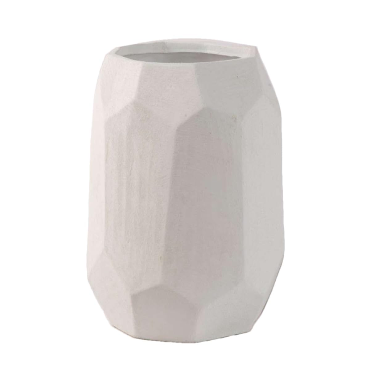 Leon - Jarrón geométrico de cerámica, color blanco, 34 cm de altura, jarrones modernos