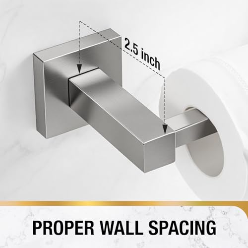 HITSLAM Brushed Nickel Toilet Paper Holder, SUS304 Stainless Steel Toilet Paper Roll Holder Wall Mounted, Double Post Pivoting Square Bathroom Tissue Holder Use for Washroom Kitchen by HITSLAM - Image 5