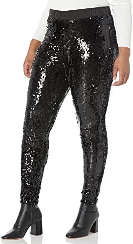 City Chic Women's Apparel Women's City Chic Plus Size Pant Sequin Party, Black, 14