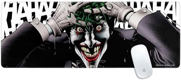 Skinit Large Gaming Mouse Pad - Officially Licensed The Joker Insanity Design with Stitched Edges, Waterproof, Non-Slip Rubber Base, Desk Mat for Keyboard & Mouse, 31.5" x 11.8" inches