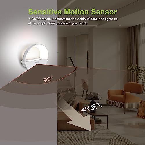 AURAXY Rechargeable Motion Sensor Night Light, Battery Night Lights LED Cool White Magnetic Stick-on Motion Sensored Hallway Light, with Dusk to Dawn Sensor for Stair, Wall, Bedroom, Bathroom(3 Pack) by AURAXY - Image 2