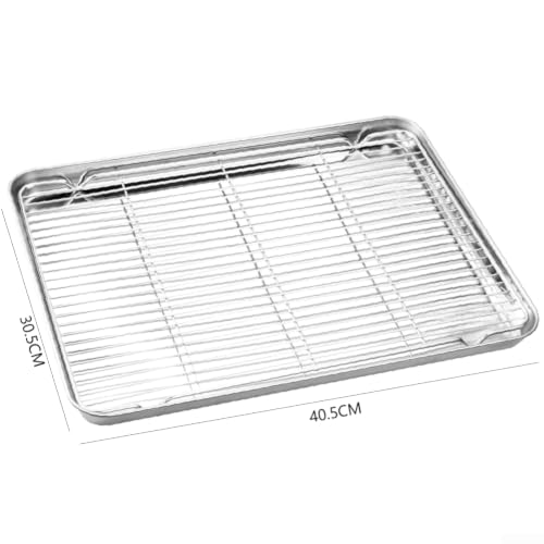 Bandeja de horno con rejilla de refrigeración para asados crujientes en casa 4