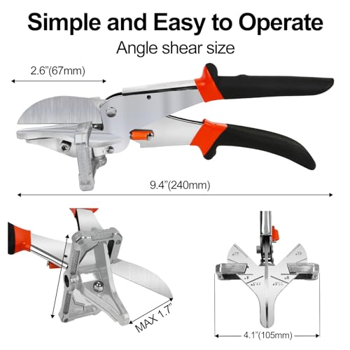 Miter Shears for Angular Cutting Molding, Quarter Round Cutting Tool, Angle Adjustable Finishing Scissors from 0 to 135 Degree, Multi-Function Trunking Shears - Image 3