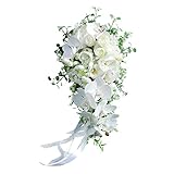 Hochzeit Cascading Brautstrauß künstliche Schmetterling Orchidee Wasserfall Blumen Brautsträuße für Brautjungfern Lila