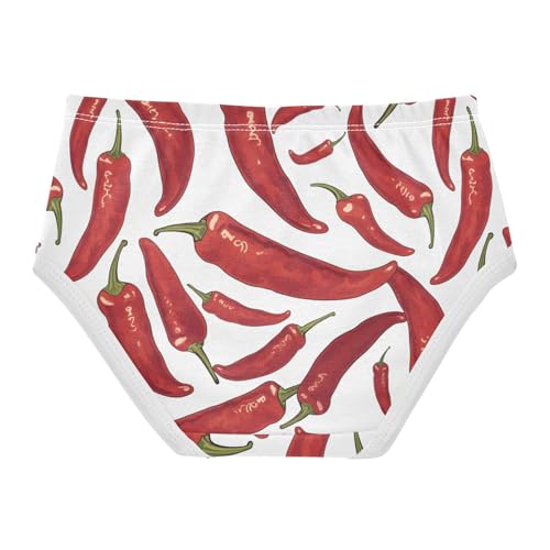 Wusikd Red Chili Girls' Underwear Cotton Peppers Girls Briefs Soft Toddler Underwear 2T2