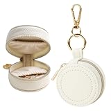 AUUTI Llavero portátil para gimnasio y viajes, soporte de joyería blanco para bolsa de deporte, estuche de almacenamiento compacto para anillos, aretes y collares
