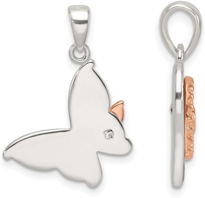 Sterling Silver Butterfly Charm Pendant Necklace with Chain - Image 3