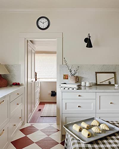 Kitchen Clock, Silent Battery Operated Wall Clock For Living Room Decor, 9 Inch Small Vintage Decorative Round Analog Clock For Bedroom, Bathroom, Office - Black #TOP1