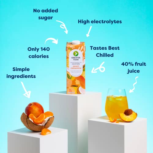 Greater Than Vegan Breastfeeding Support & Breast Milk Supply Aid, Organic Postpartum Nursing Supplement With No Sugar Added, Gluten Free & Keto All Natural, Coconut Water Electrolyte Drink, Peach Clementine (6 Pack) #TOP2