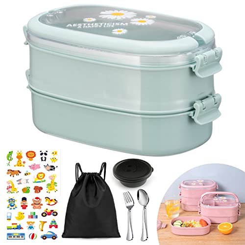 Boîte à repas pour enfants et adultes avec compartiments - Anti-fuite - Pour l'école, le bureau, la maternelle - Avec compartiments - Boîte à lunch - Boîte à déjeuner - Accessoire mignon Cover