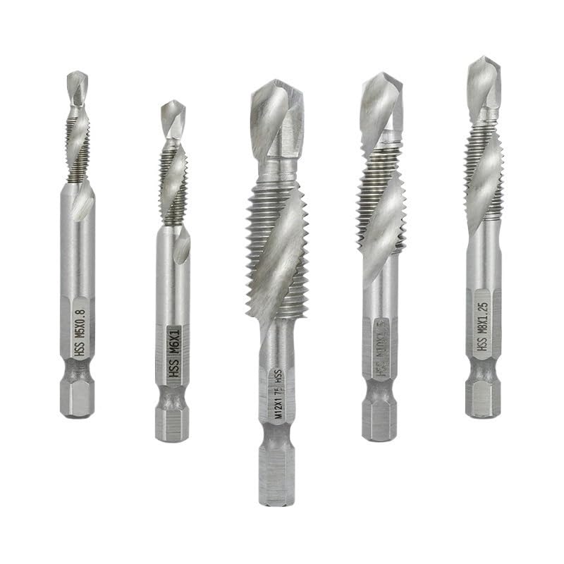Chamfering Drill Bit， 6pcs HSS Countersink Tap Drill Bit Set,