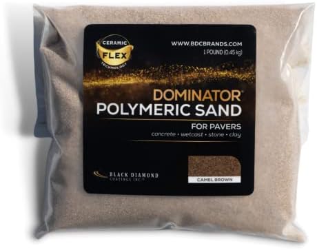 DOMINATOR Polymeric Sand with Revolutionary Ceramic Flex Technology for Joints up to 4”, Haze-Free Professional Grade Results (1 Pound, Camel Brown)