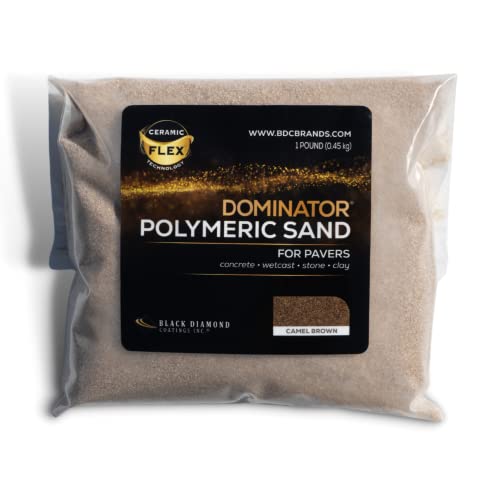 DOMINATOR Polymeric Sand with Revolutionary Ceramic Flex Technology for Joints up to 4”, Haze-Free Professional Grade Results (1 Pound, Camel Brown)