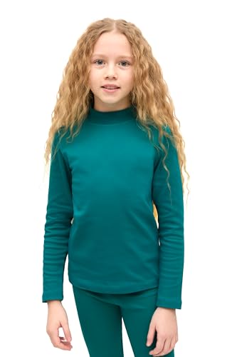 Image of Lilax Girls' Basic Long Sleeve Mock Turtleneck Cotton T-Shirt