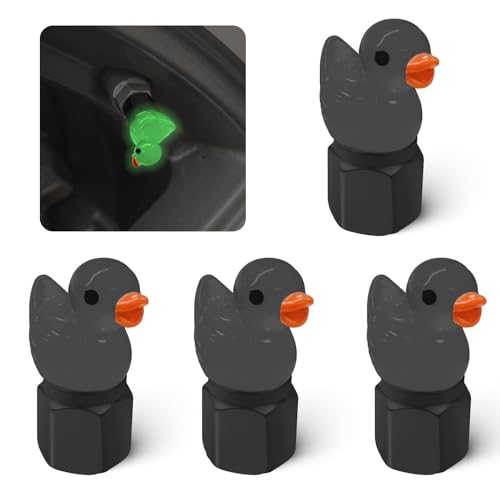xbrtaia 4 Pack Cute Duck tire Valve caps, Glow in The Dark Tire Valve Caps, Interesting and...