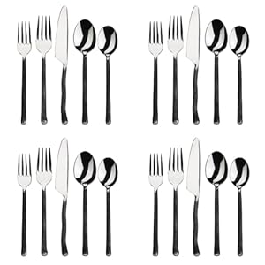 Gourmet Settings – 20-Piece Silverware Set – Montana Collection – Matte/Polished Stainless Steel Flatware Sets – Service For 4 – Kitchen Cutlery Utensils Knife/Fork/Spoons – Dishwasher Safe