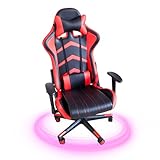NATIV LEMODO Gaming-Sessel mit Wippmechanik - höhenverstellbarer Zockerstuhl - drehbarer Gaming-Stuhl - höhenverstellbare Armstützen - schwarz-rot - bis 150kg