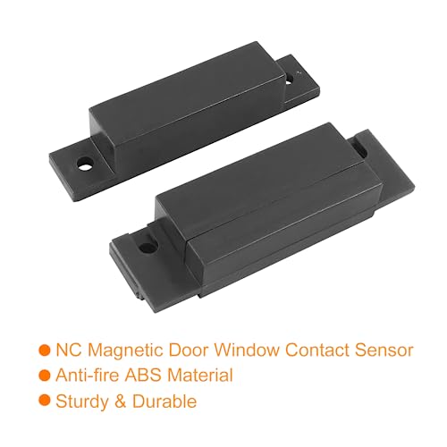 Image of Biaungdo 6 Pcs Brown Wired Magnetic Door Window Contact Reed Switch, Surface-Mounted NC Magnetic Door Contact Sensor Alarm Reed Switchfor Window, Cabinet, Wooden Doors, with Screws