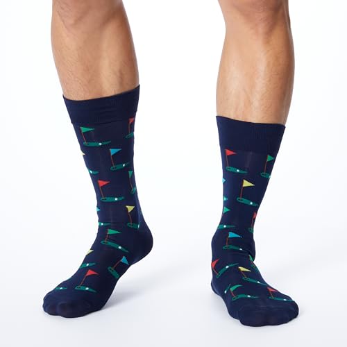 Hot Sox HM100107-C-NAVY-LARGE Men'S Sports And Outdoors Series Novelty Casual Fashion Socks, Golf thumb #2