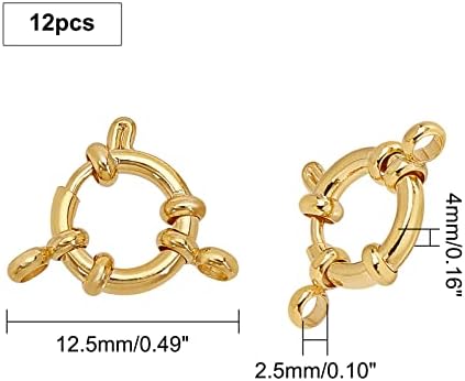 PandaHall 12pcs 24K Gold Plated Jewellery Spring Ring Clasps, 304 Stainless Steel Bracelet Necklace Link Connector Findings Charms for Brecelet Neckalce Jewellery Making DIY Craft, Golden