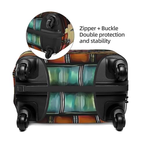 Stack Of Books With Ornate Teacup Elastic Travel Luggage Covers Dustproof Scratch-Resistant Suitcase Protector Fit 22-24 Inch2