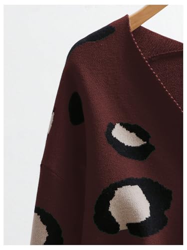 Image of WDIRARA Women's Leopard Tiger Print Cardigan V Neck Long Sleeve Color Block Button Down Sweater Outwear