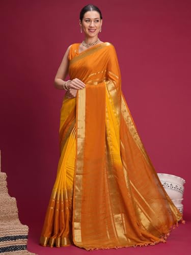 Image of AKHILAM Women's Mysore Silk Ombre Woven Design Saree With Unstitched Blouse Piece (KUSUM4101 NSM Parent)