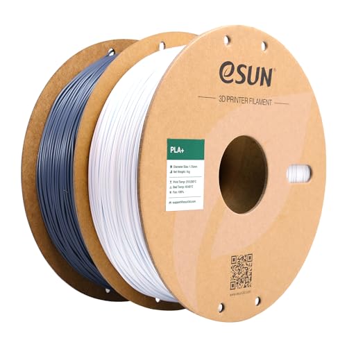 eSUN PLA+ 3D Printing Filament 2KG, Enhanced Toughness, Cold White and Grey