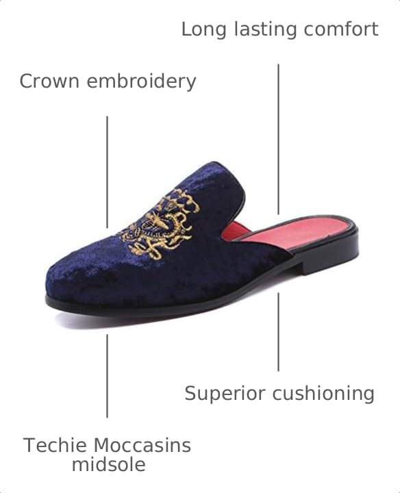 Image of FLQL Men's Leather Scuff Slippers Velvet Slip On Loafers Fashion Backless Mule Clogs Anti-Slip Sandals Slides for Men and Women Designer Size 7-13
