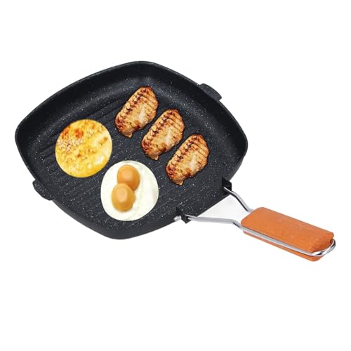 Poêle à griller antiadhésive avec manche en bois noble et design robuste - 5