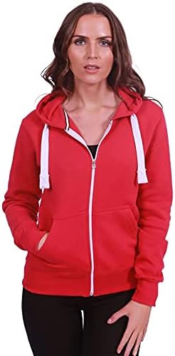 New Zip Up Hoodie Long Sleeve Plain Ladies Hooded Jacket