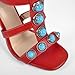 MissHeel Knee High Gladiator Heels Turquoise High-Heel Strappy Stiletto Heel Sandals Sexy Red Jewelry Shoes Size 5