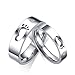 ANAZOZ Alliance Homme Femme Acier Inoxydable Footprint Argent Bague de Fiançailles Couple Femme Taille 57 & Homme Taille 52
