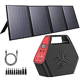 100W Portable Solar Generator, 40W Foldable Solar Charger with USB & 12-15V DC output, A Super Travel Portable Battery Pack / Power Station for HP, Notebooks, Mac Book, Laptops, Cell Phones