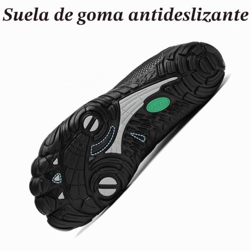 Miniatura 6 de Saguaro Hombre Mujer Barefoot Zapatillas De Trail Running Minimalistas Zapatillas De Deporte Fitness Zapatos Descalzos Para Correr En Montaña Escarpines De Agua, Negro Tinta, 42 Eu