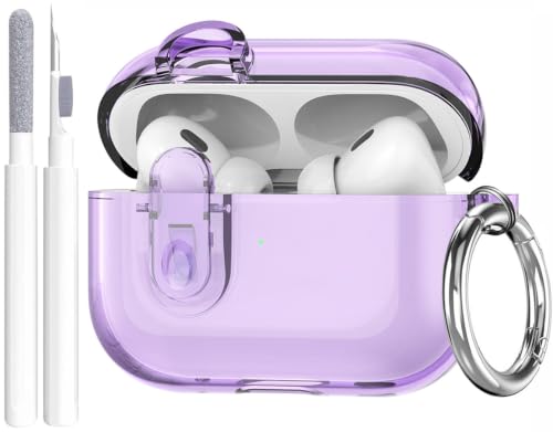 Image of OTOPO Compatible Airpods Pro 2 /1 Case Clear with Lock Cleaning Kit, Soft TPU Transparent AirPods Pro 2nd Generation Protective Cover Skin Women Men for Apple Airpods Pro 2023 /2022 /2019 Charging Case