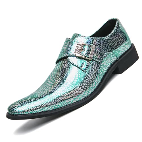 Men's Buckle Chelsea Boots,Leather Pointed Toe Slip On Retro Low Top Fashion Ballroom Party Western Cowboy Dress Boots