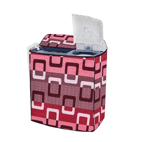 Image of Covernest Semi Automatic Washing Machine Cover, Dustproof, Compatible with 6 Kg - 7.5 Kg Washing Machines (WMC-RED SQUARE SEMI)