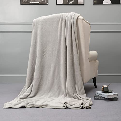Nanpiper Fleece Blankets, Super Soft Flannel Queen Size Blanket For Bed, Luxury Cozy Microfiber Plush Fuzzy Blanket,Light Grey #TOP4
