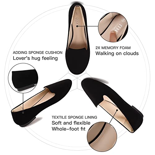 Musshoe Flats Shoes Women Comfortable Round Toe Memory Foam Women's Flats, Black2 10 #TOP3
