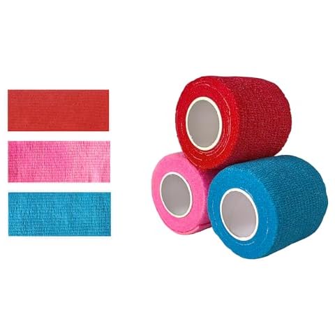 Kuanfine 3 Pack 2 Inches Self Adhesive Bandage Wrap Vet Wrap for Pets, Stretch Self Adherent Tape Cohesive Wrap for Athletic, Sports, Wrist and Ankle(Multi Colors) Cover